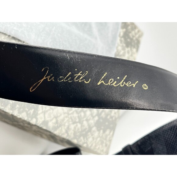 Vtg Judith Leiber Karung Snakeskin Leather Statement Belt Buckle w/Box Black main image 5